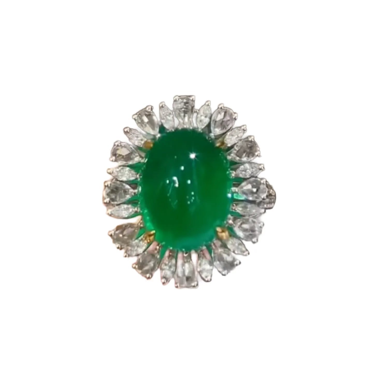 18K Gold 7.36ct Emerald Ring and Pendant Dual-Use Design with Diamonds