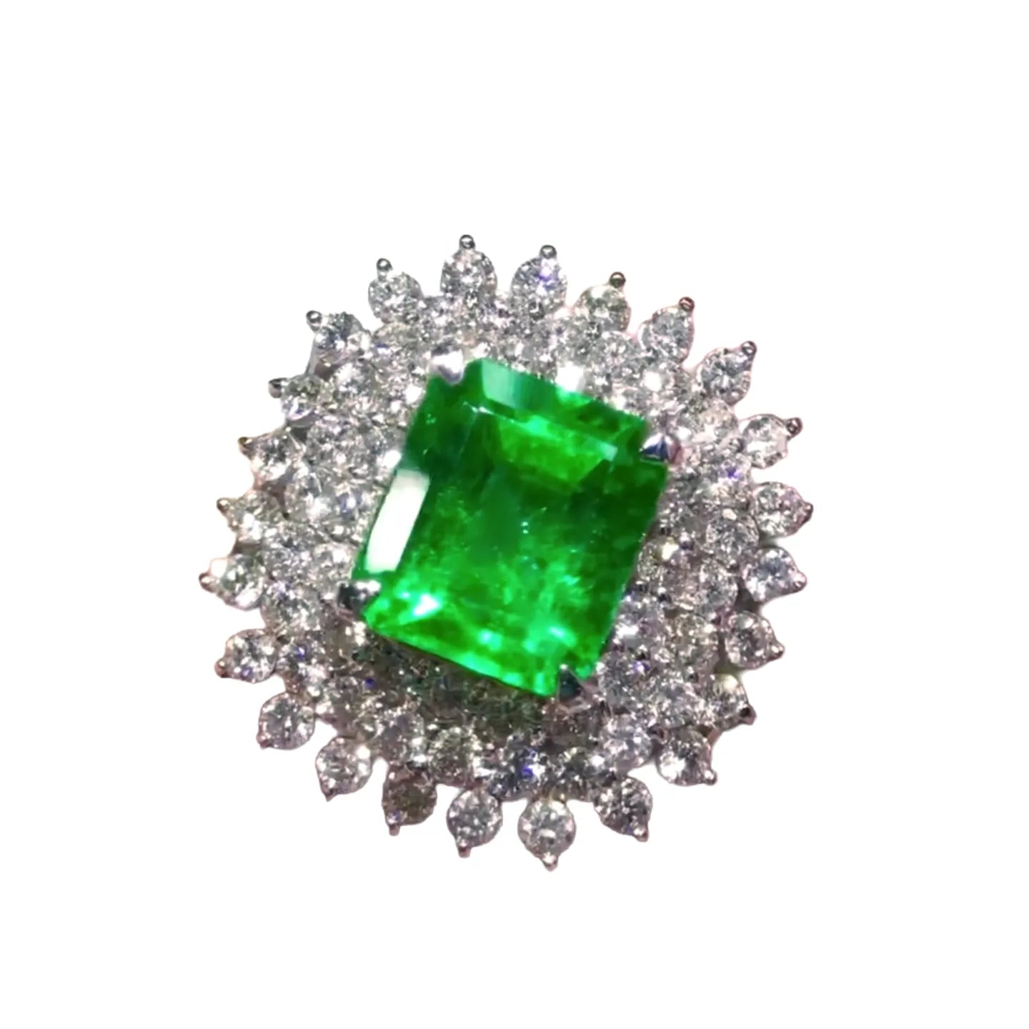 Platinum 2.56ct Colombian Emerald Ring Vivid Green