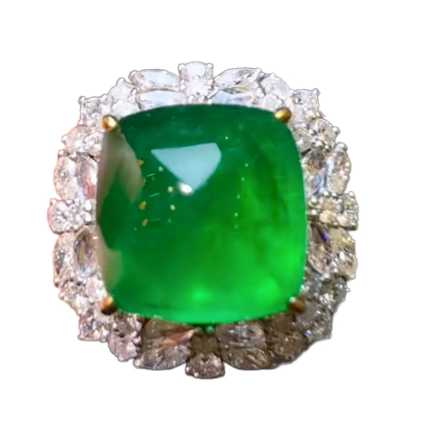 14.5ct Collectible Fluorescent Sugarloaf Emerald Ring/Pendant Convertible
