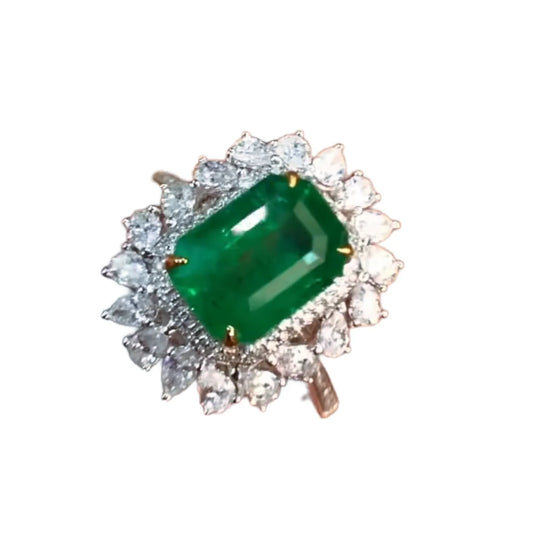 18K Gold 2.75ct Emerald Ring Large Table Cut