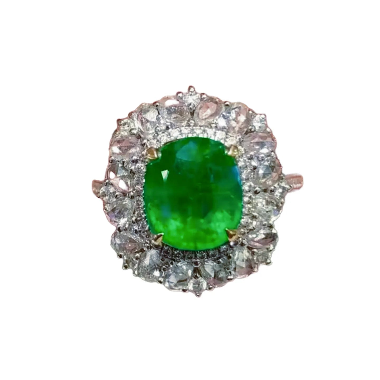 18K Gold 2.2ct Emerald Ring Vivid Green