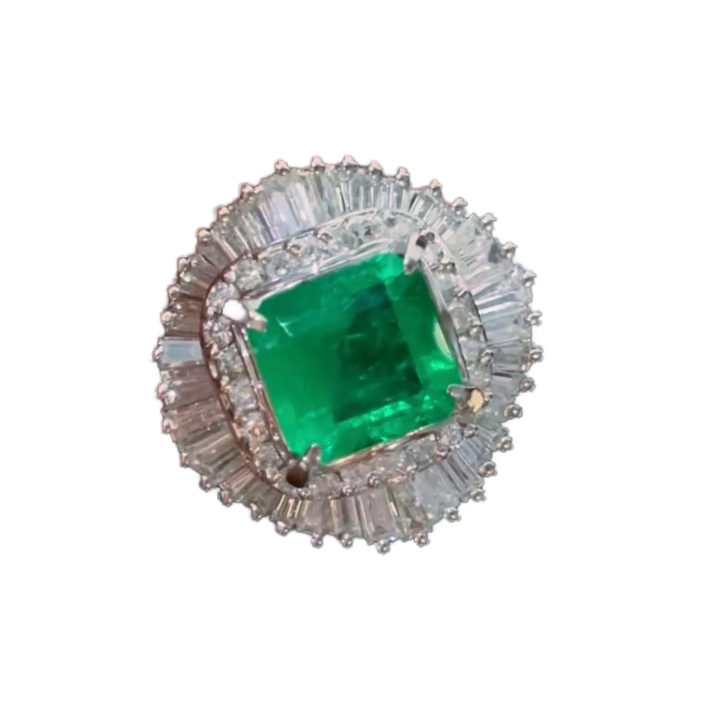 PT900 Platinum 1.35ct Colombian Emerald Ring with 96pt Diamonds