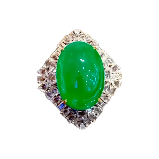 18K Gold 12.35ct High-Quality Large Carat Emerald Ring