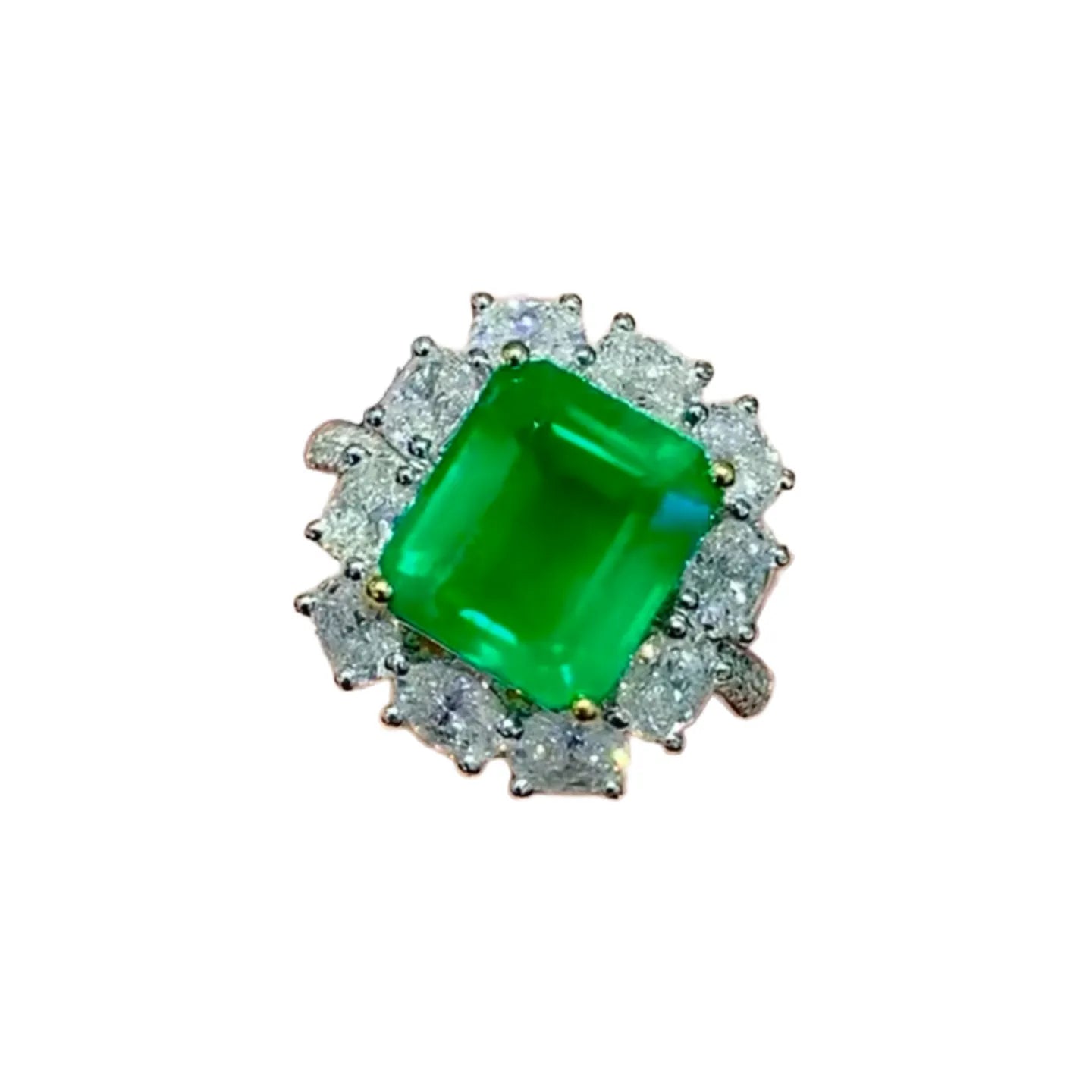 18K Gold 3.42ct Premium Warton Green Emerald Ring