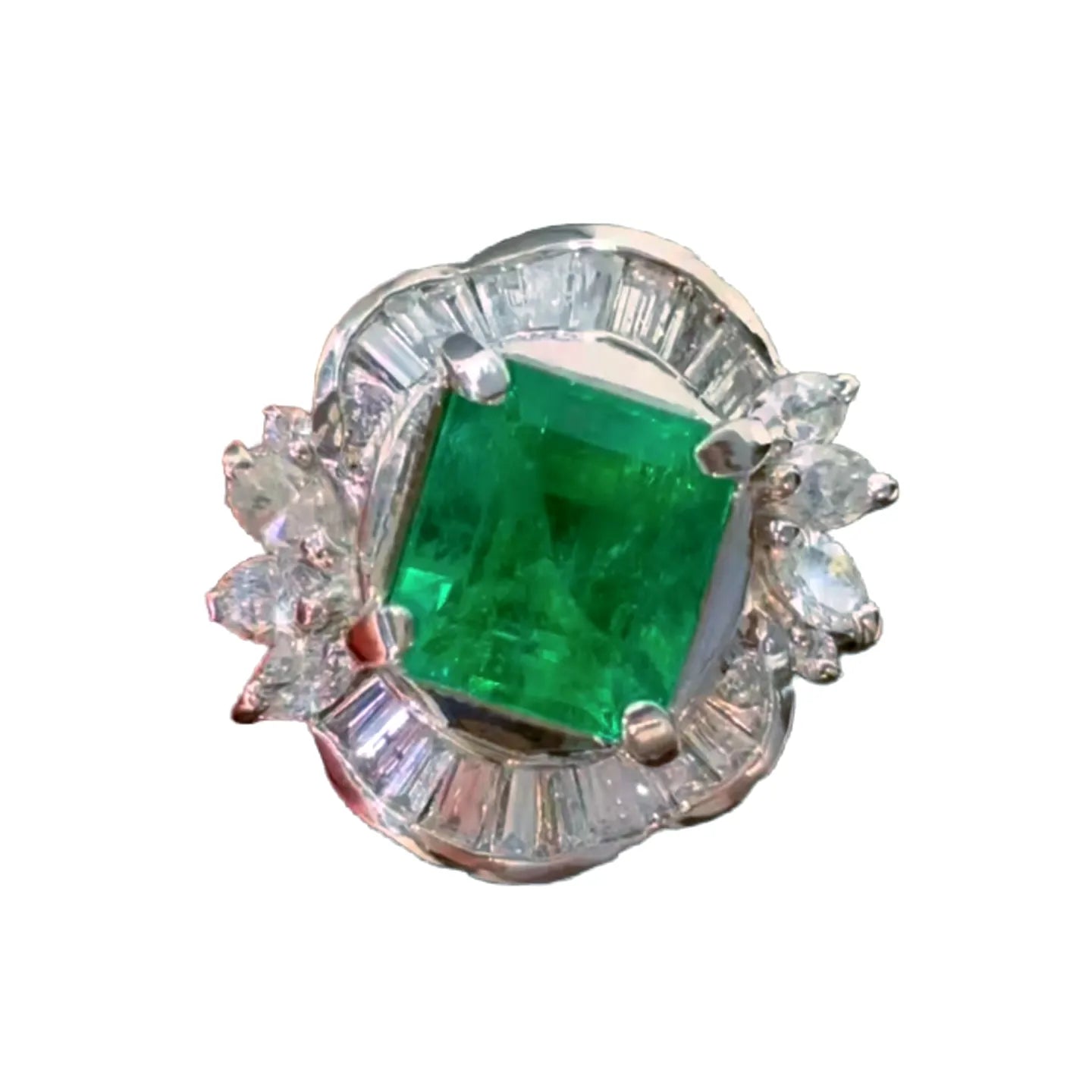 3.28ct Colombian Emerald Ring with Platinum Setting and 1ct Diamond Accents