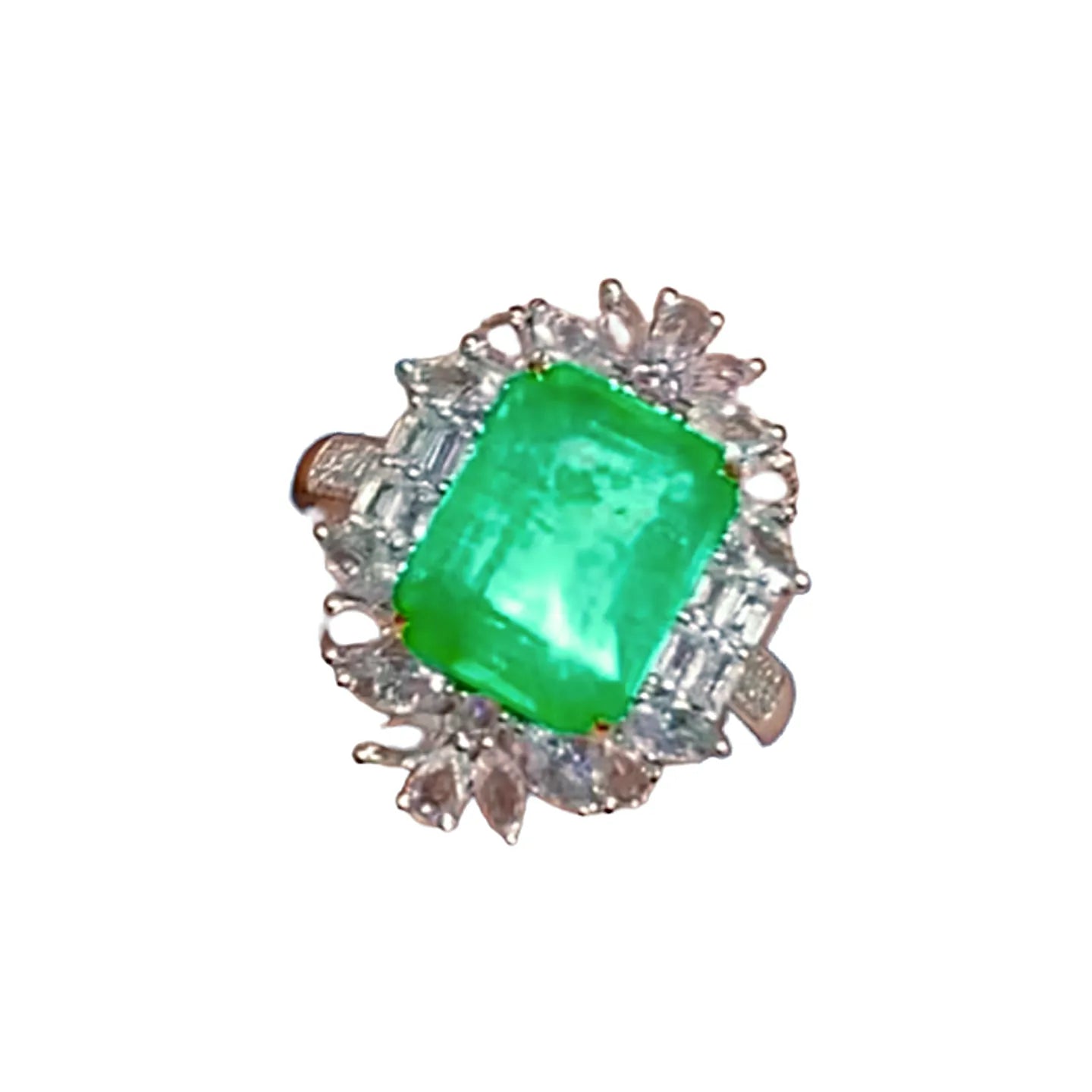 18K Gold 3.95ct Swat Emerald Ring With Vivid Green