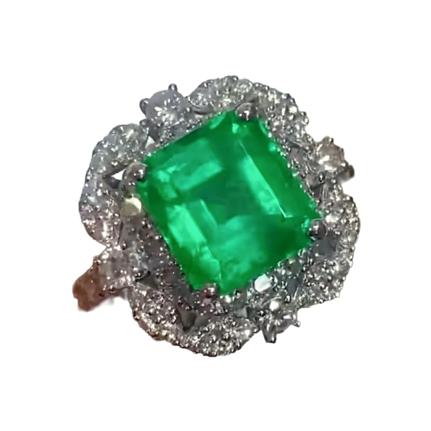 18K Gold 2.87ct Colombian Emerald Ring With Vivid Green