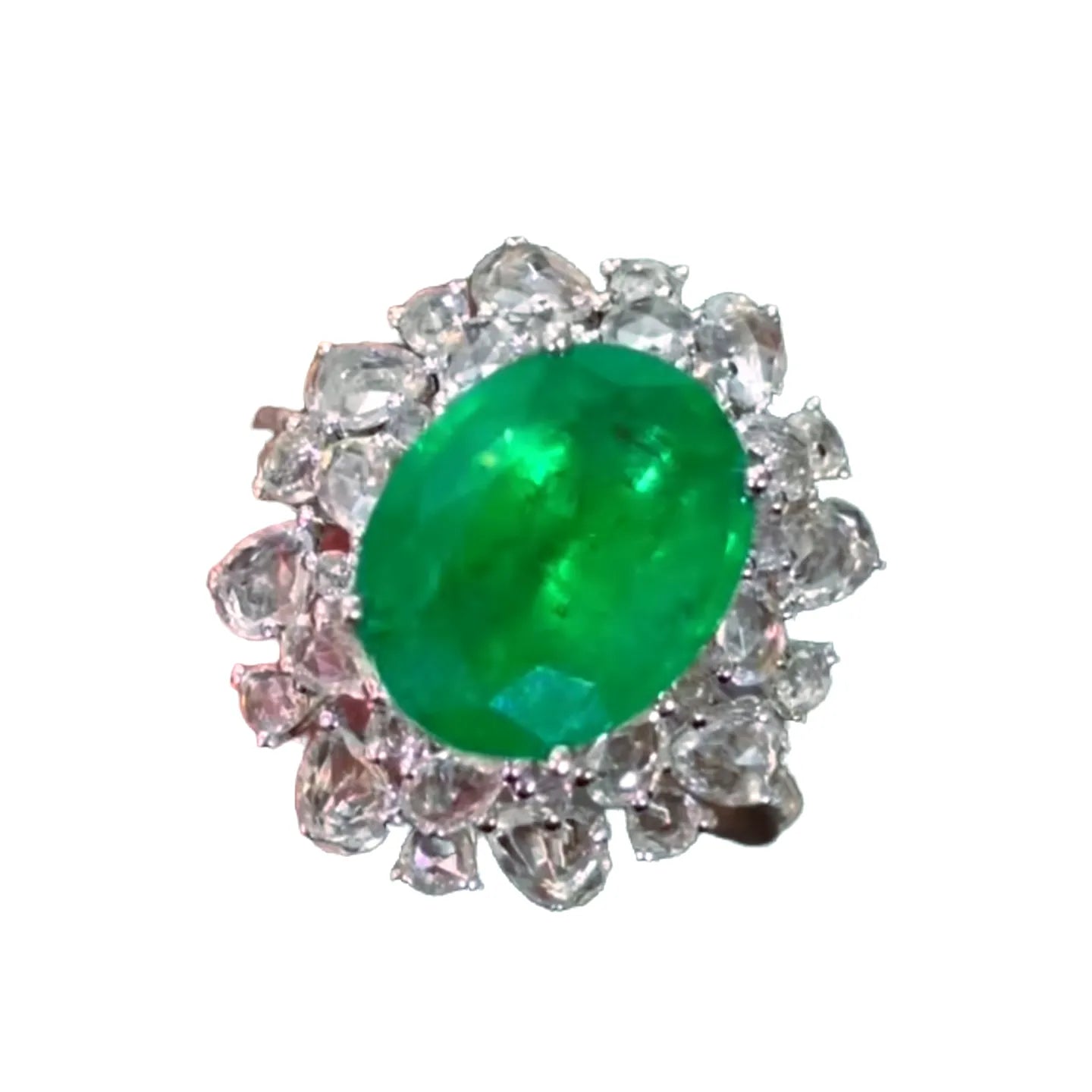 18K Gold 3.1ct Emerald Ring with Diamond Accents