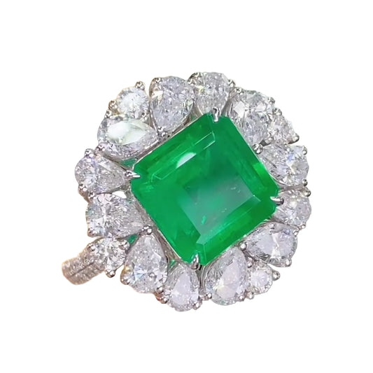18K Gold 2.95ct Emerald Ring/Pendant Convertible Design