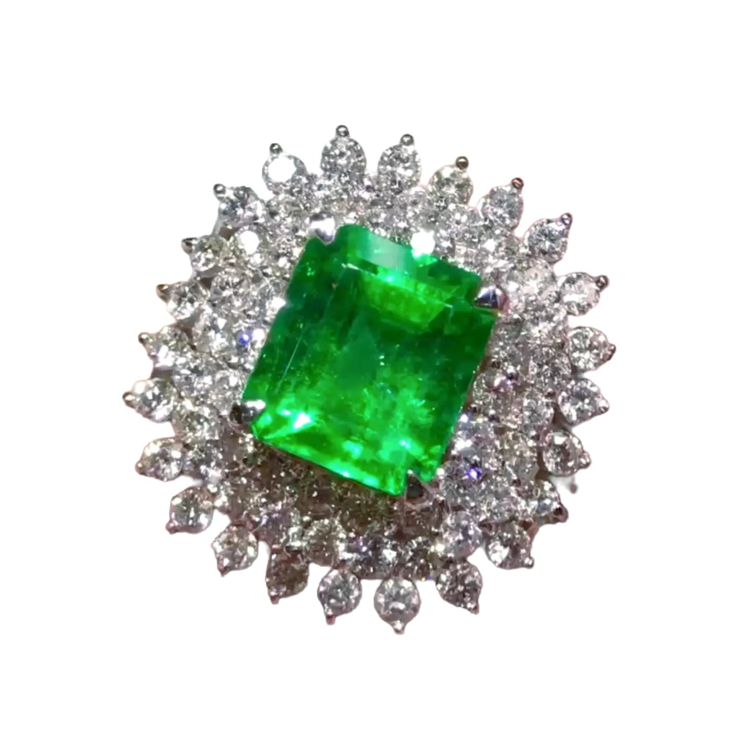 Platinum 2.56ct Colombian Emerald Ring Vivid Green