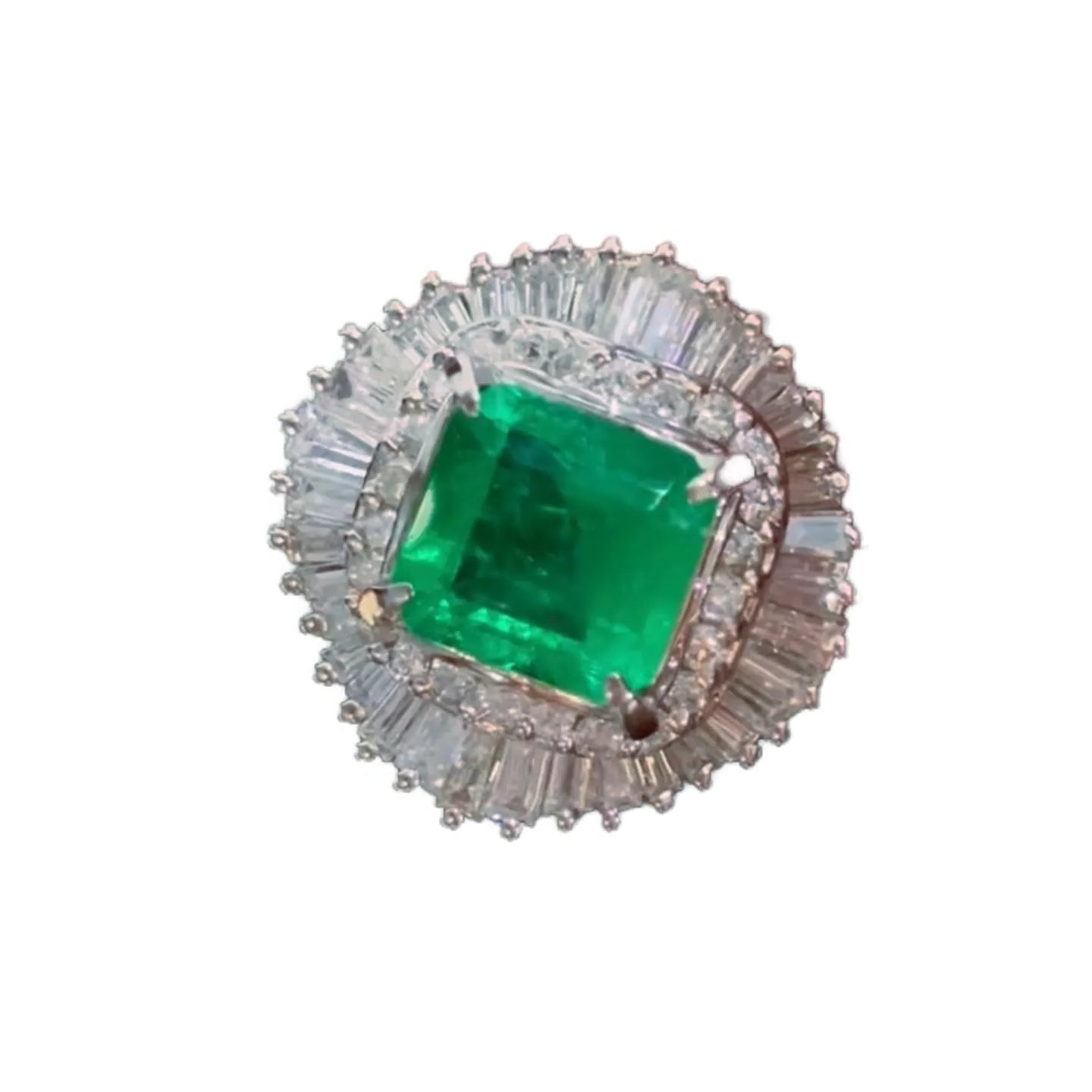 PT900 Platinum 1.35ct Colombian Emerald Ring with 96pt Diamonds