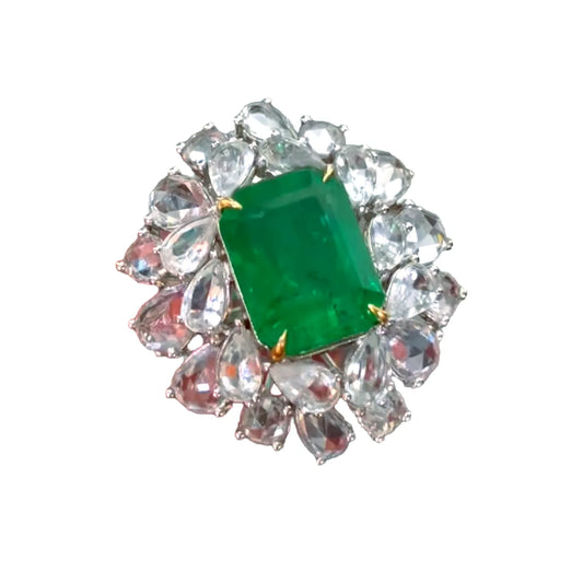 4.8ct Emerald Ring and Pendant Dual-Use Design