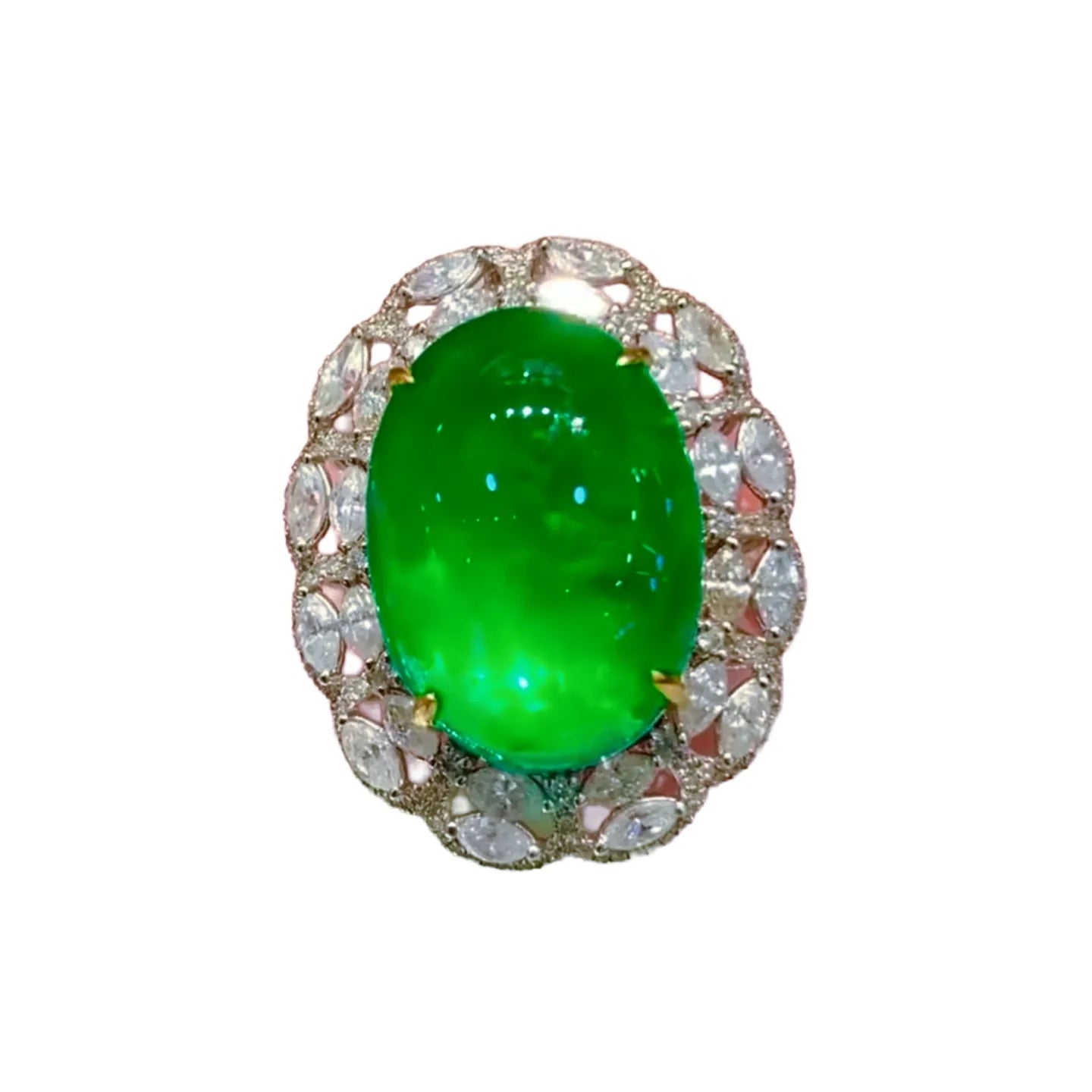 18K Gold 15.8ct High-Quality Emerald Cabochon Ring/Pendant Convertible