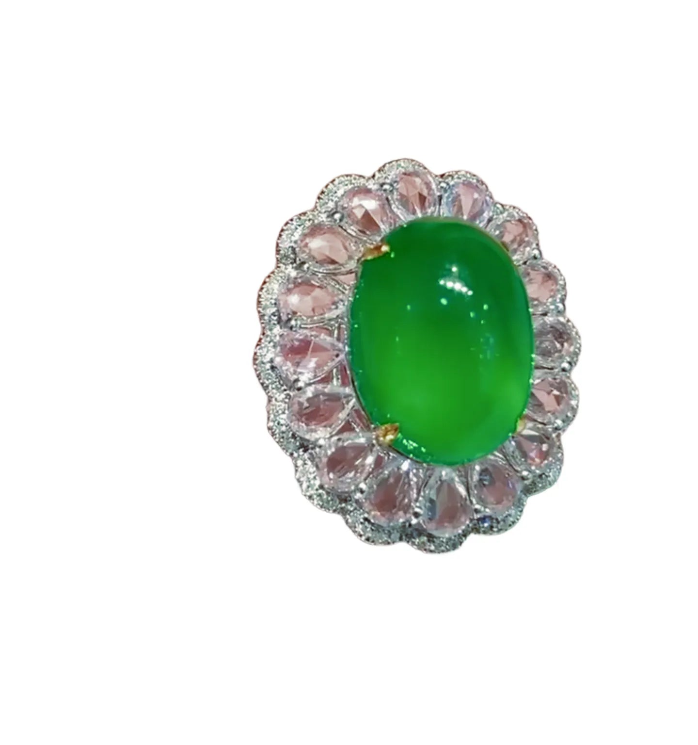6.8ct Muzo Green Fluorescent Emerald Ring in 18K Gold