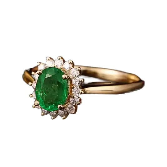 Engagement Ring 18K Gold 1ct Colombian Emerald Ring