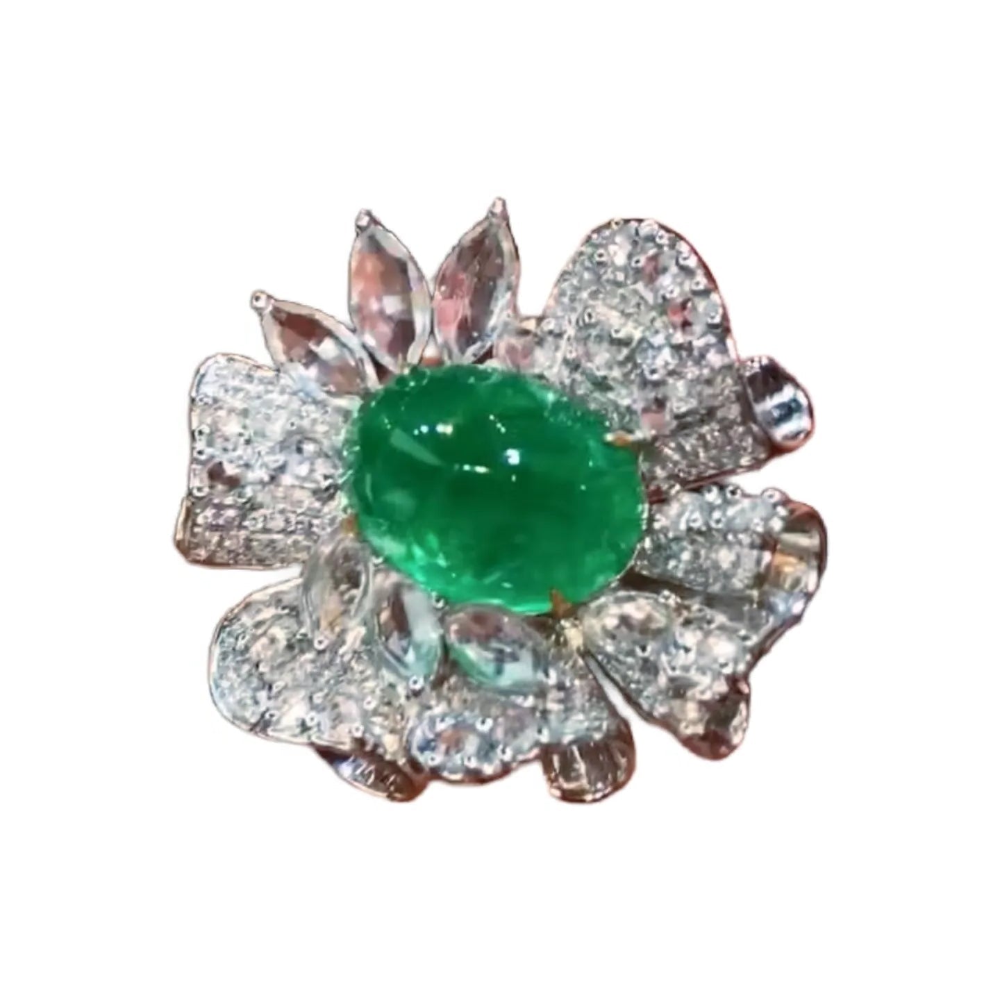 Thick Gold 4.9ct Emerald Ring and Pendant Dual-Use Design