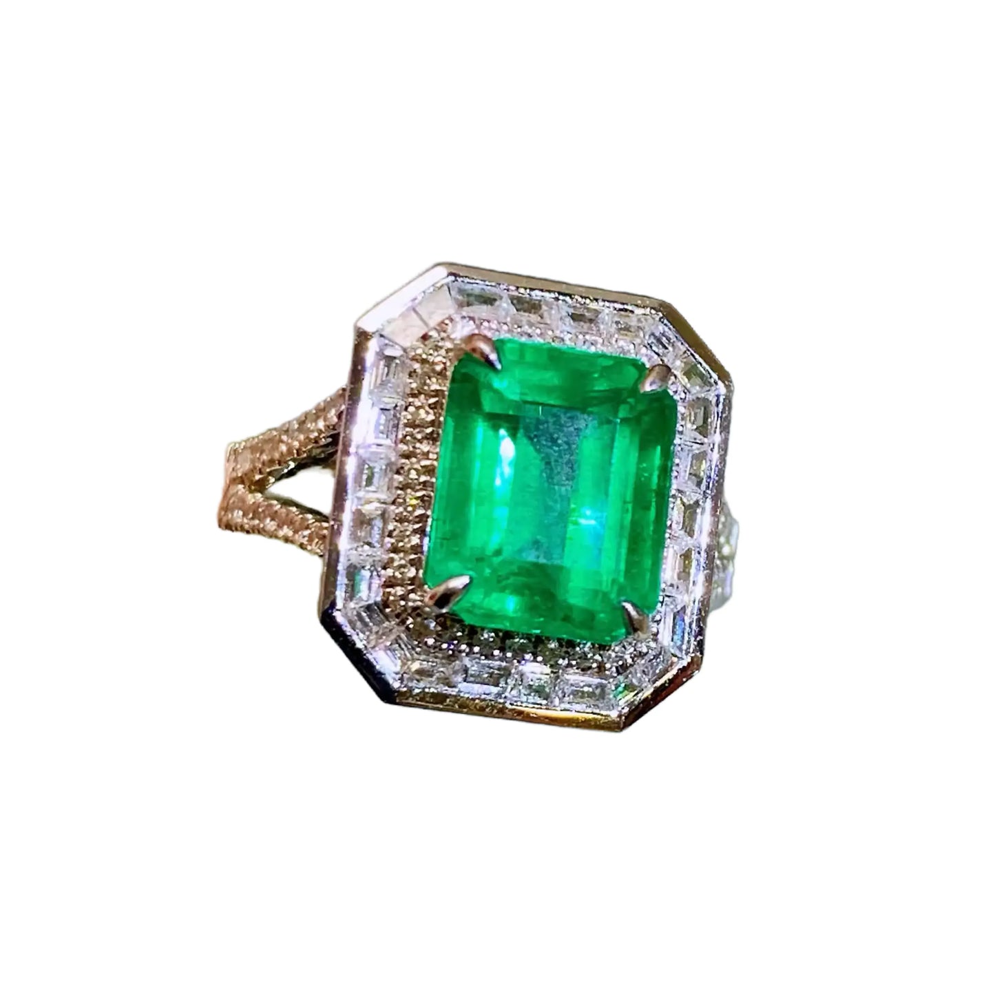 Engagement Ring 18K Gold 2.5ct Natural Emerald Ring