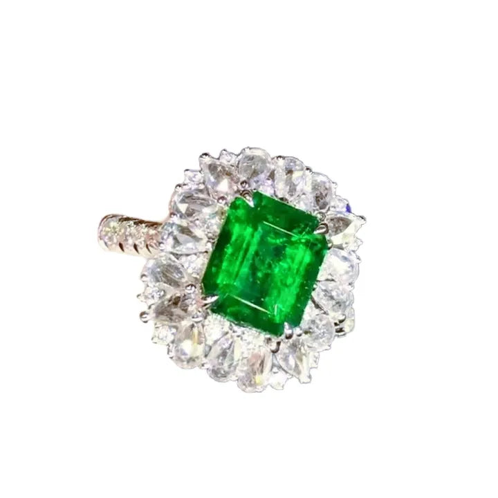 2ct High-Quality Walton Green Emerald Ring with Diamonds