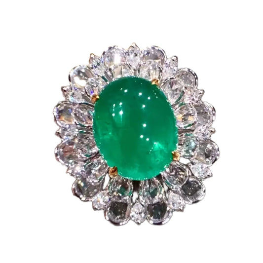 18K Gold 7.7ct Natural Emerald Ring