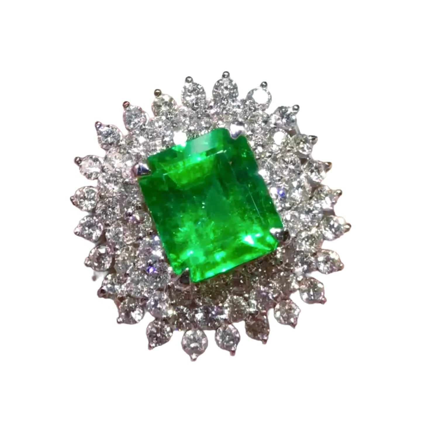 Platinum 2.56ct Colombian Emerald Ring Vivid Green
