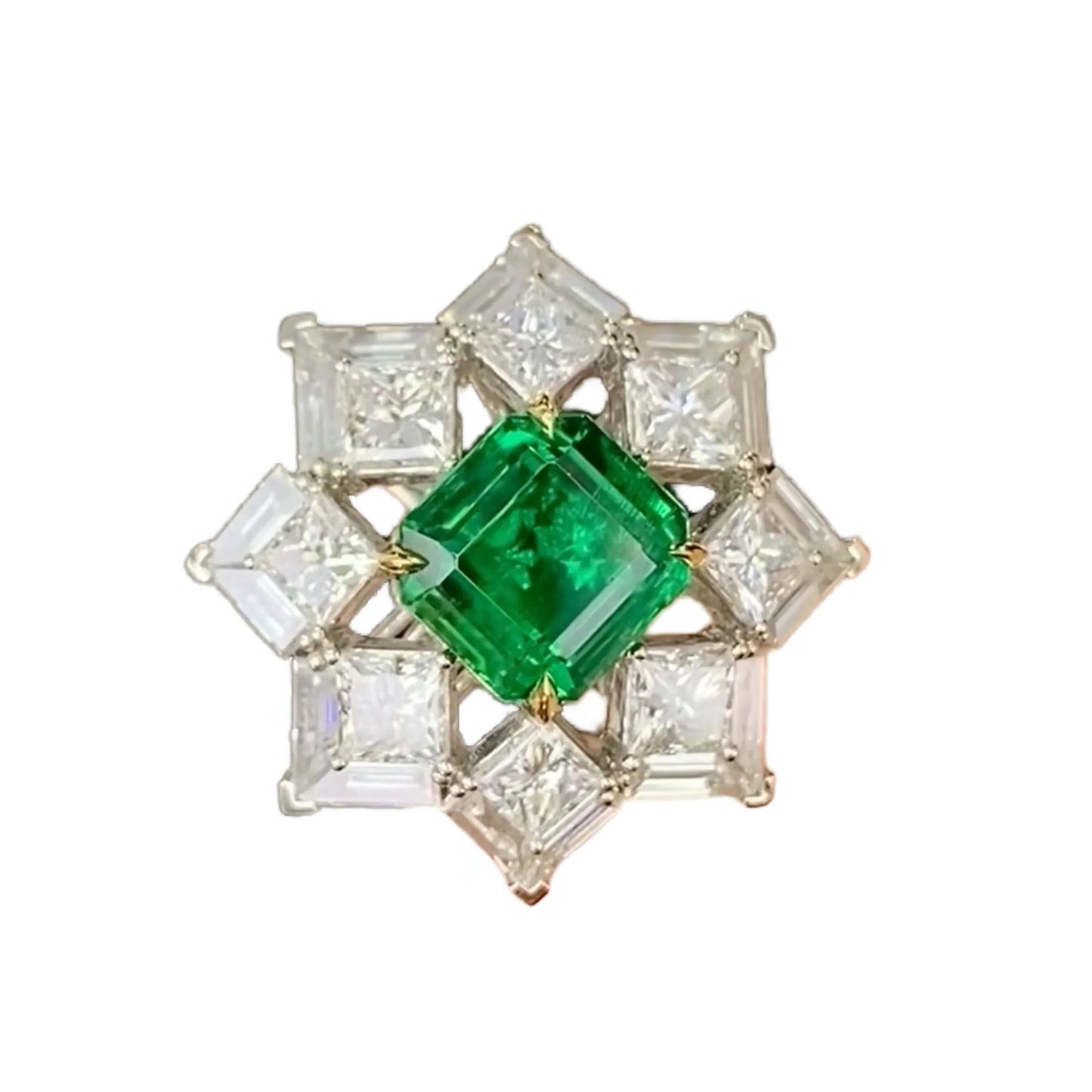 18K Gold 3.26ct Emerald Ring with 3.868ct Diamonds – GUILD Certification