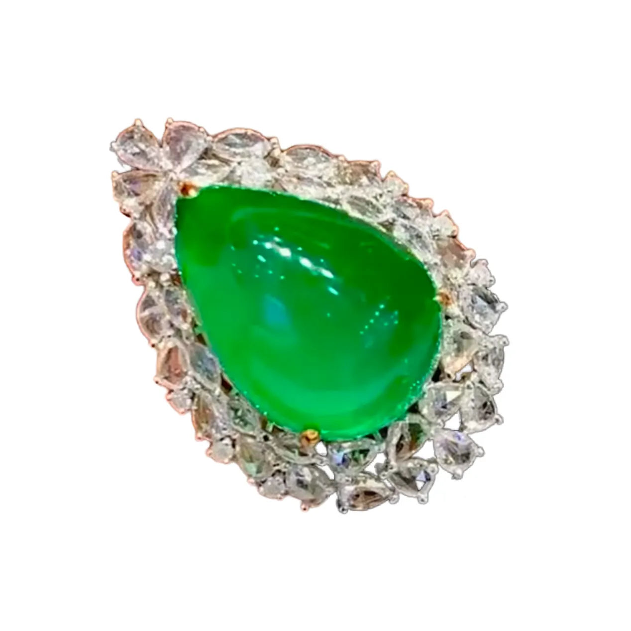 18K Gold 13.6ct Muzo Green High-Quality Fluorescent Emerald Ring/Pendant Convertible