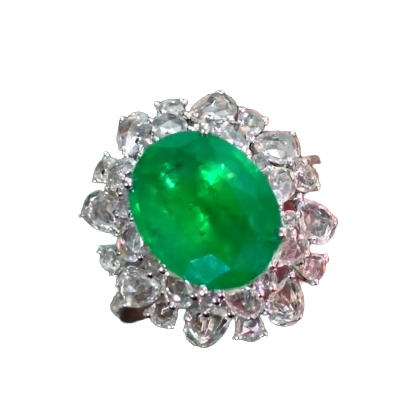 18K Gold 3.1ct Emerald Ring with Diamond Accents