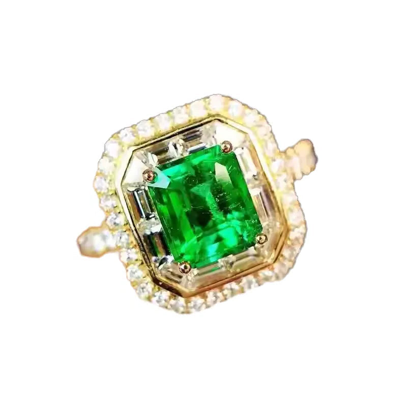 Engagement Ring 18K Gold 1.19ct Emerald Ring