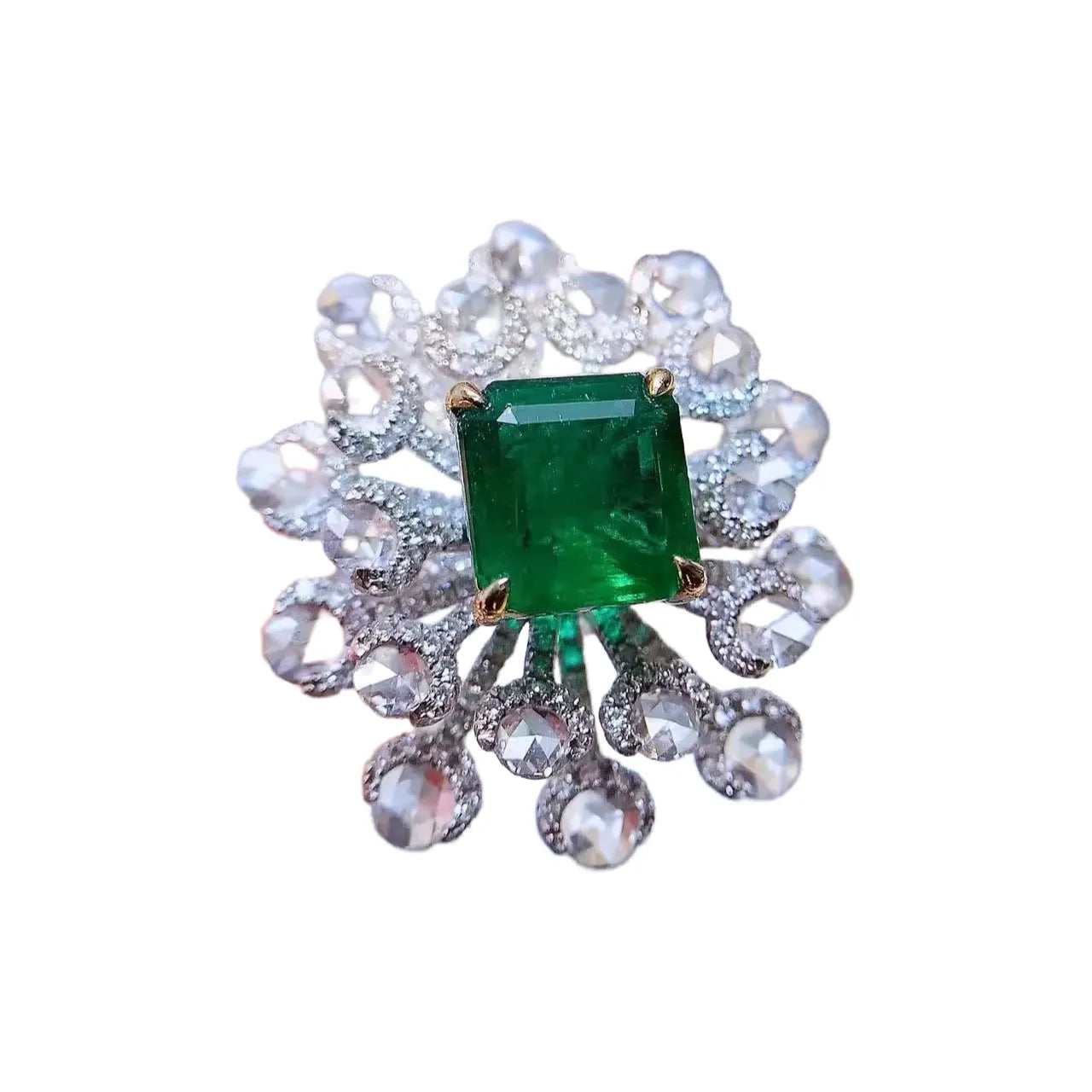 Engagement Ring 18K Gold 1.82ct Natural Warden Green Emerald Ring