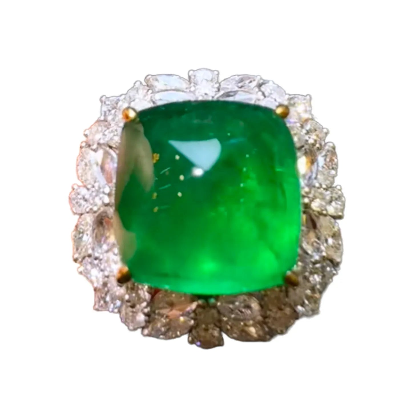 14.5ct Collectible Fluorescent Sugarloaf Emerald Ring/Pendant Convertible