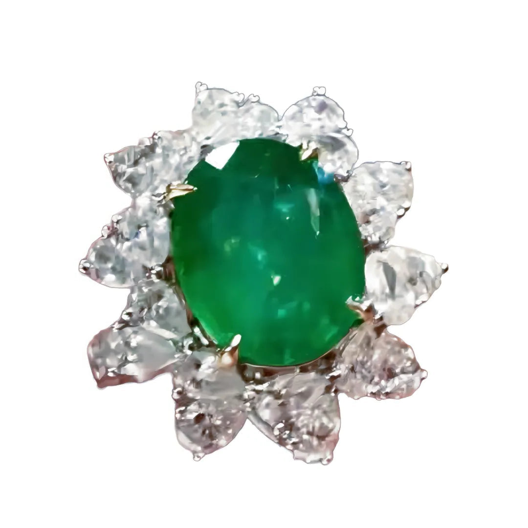 18K Gold 3.32ct Emerald Ring/Pendant Convertible