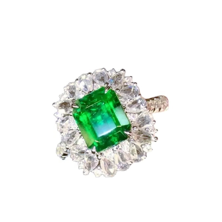 2ct High-Quality Walton Green Emerald Ring with Diamonds