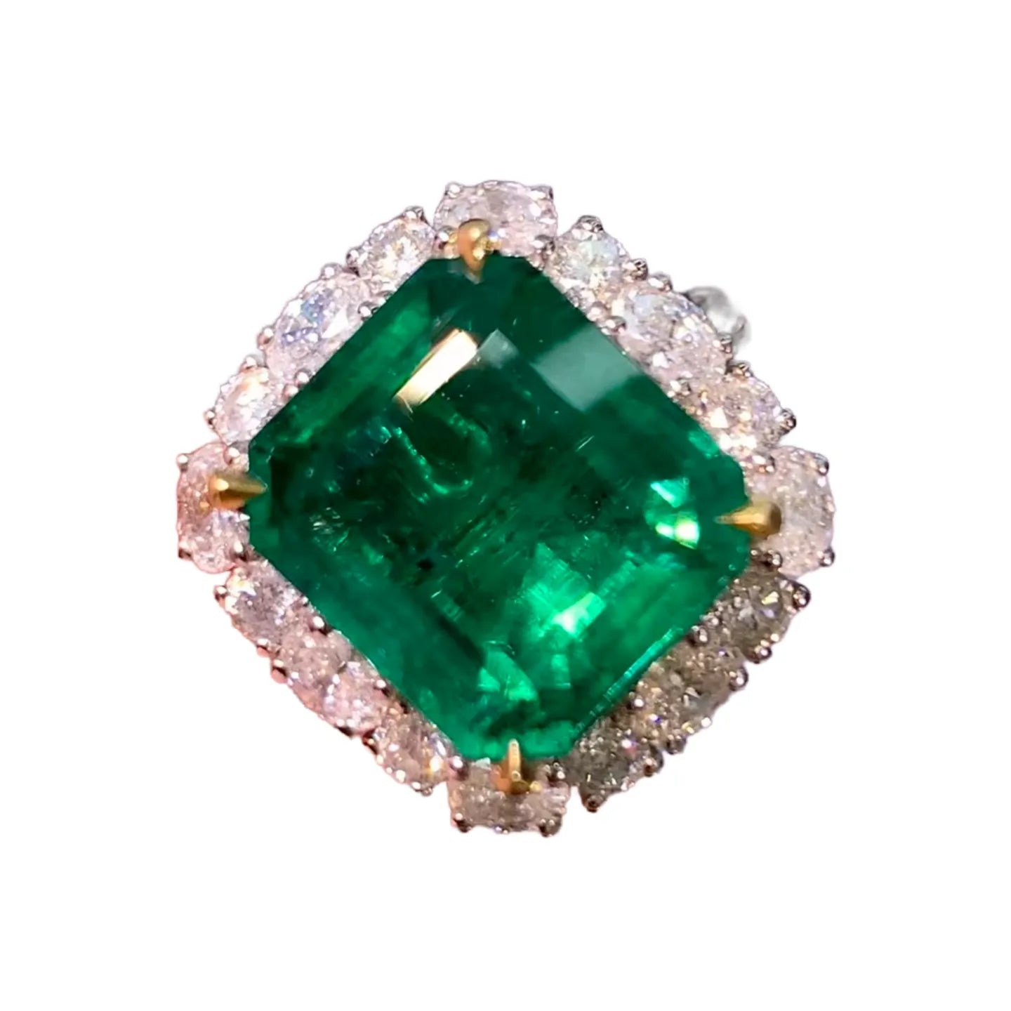 6.53ct Glass-Like Electric Green Emerald Ring and Pendant Dual-Use Design