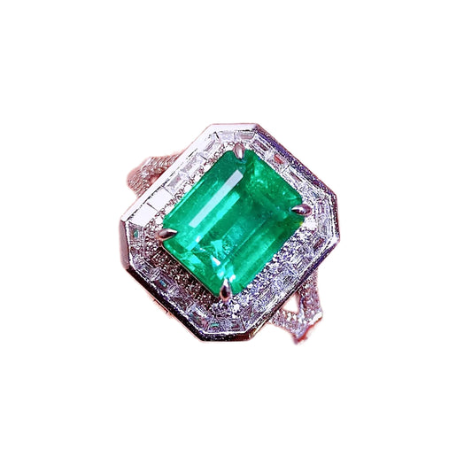 Engagement Ring 18K Gold 2.5ct Natural Emerald Ring