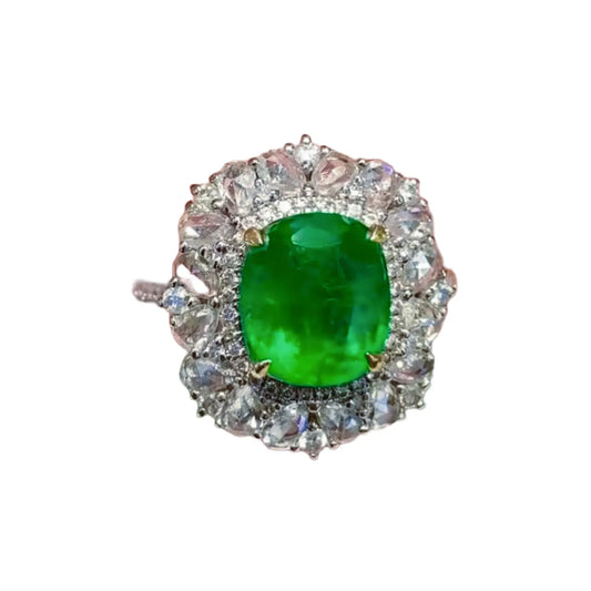 18K Gold 2.2ct Emerald Ring Vivid Green