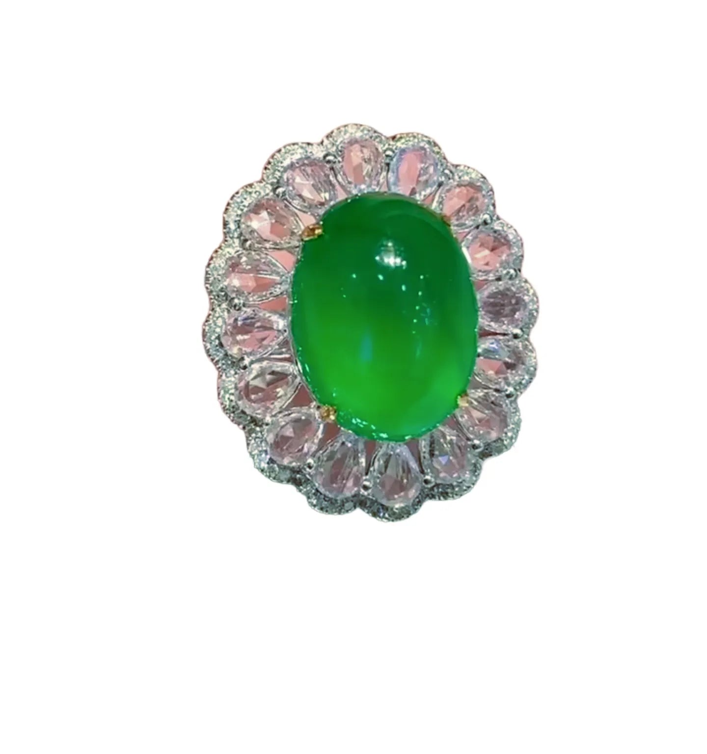 6.8ct Muzo Green Fluorescent Emerald Ring in 18K Gold