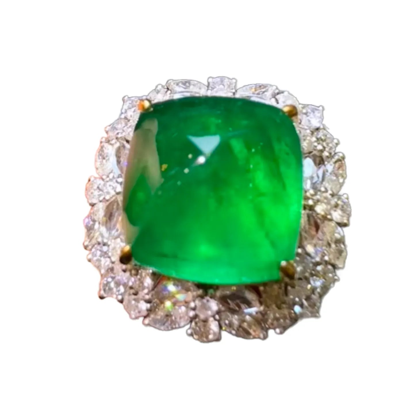 14.5ct Collectible Fluorescent Sugarloaf Emerald Ring/Pendant Convertible