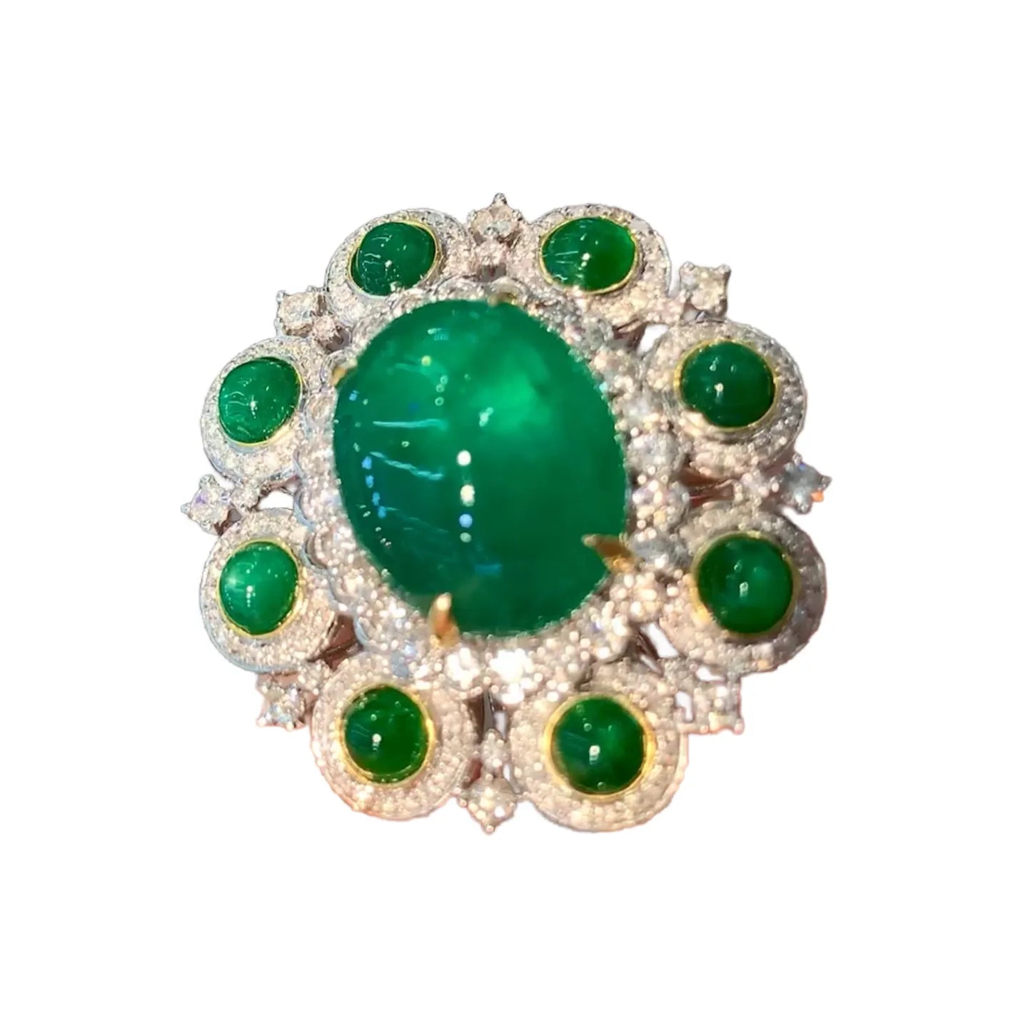 9.7ct Pigeon Egg Shape Emerald Ring
