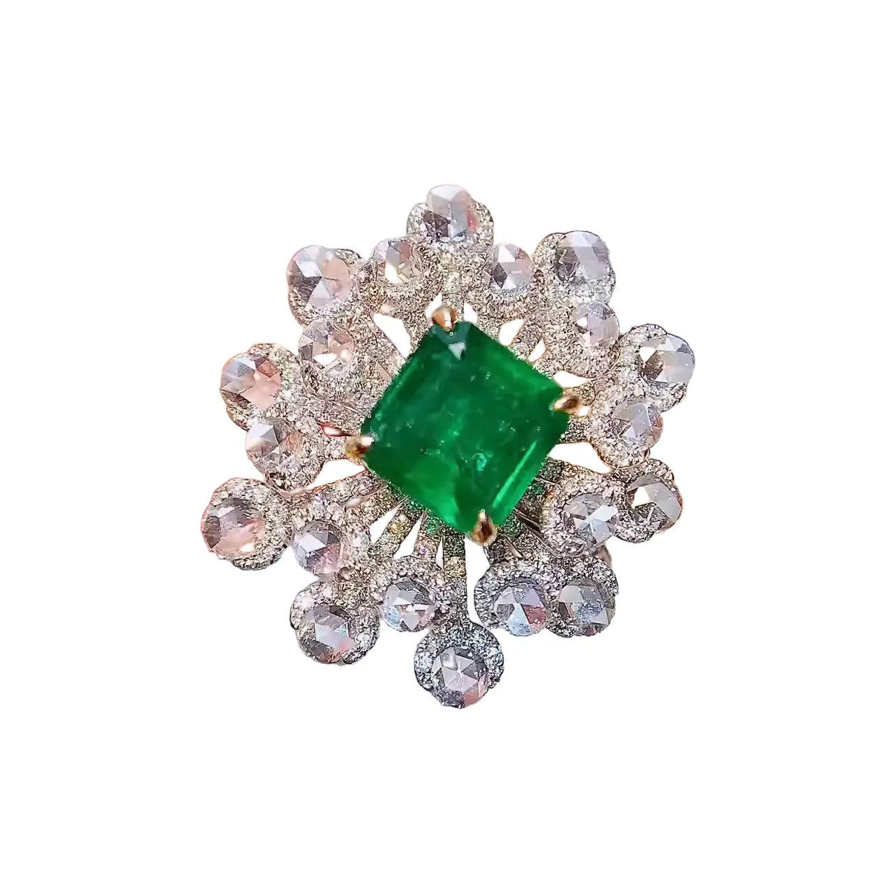 Engagement Ring 18K Gold 1.82ct Natural Warden Green Emerald Ring