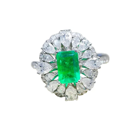 Engagement Ring 18K Gold 1.25ct Natural Walton Emerald Ring
