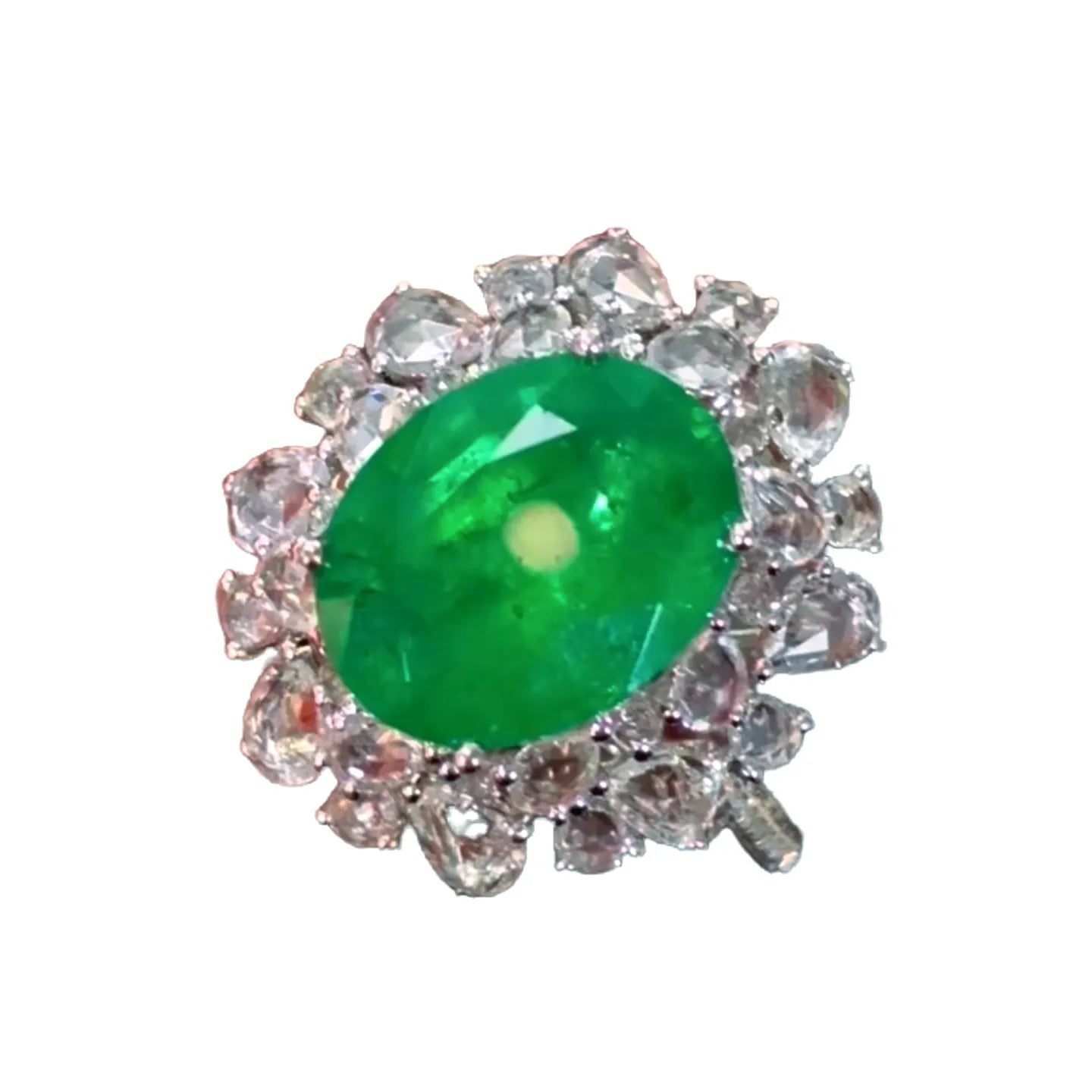 18K Gold 3.1ct Emerald Ring with Diamond Accents
