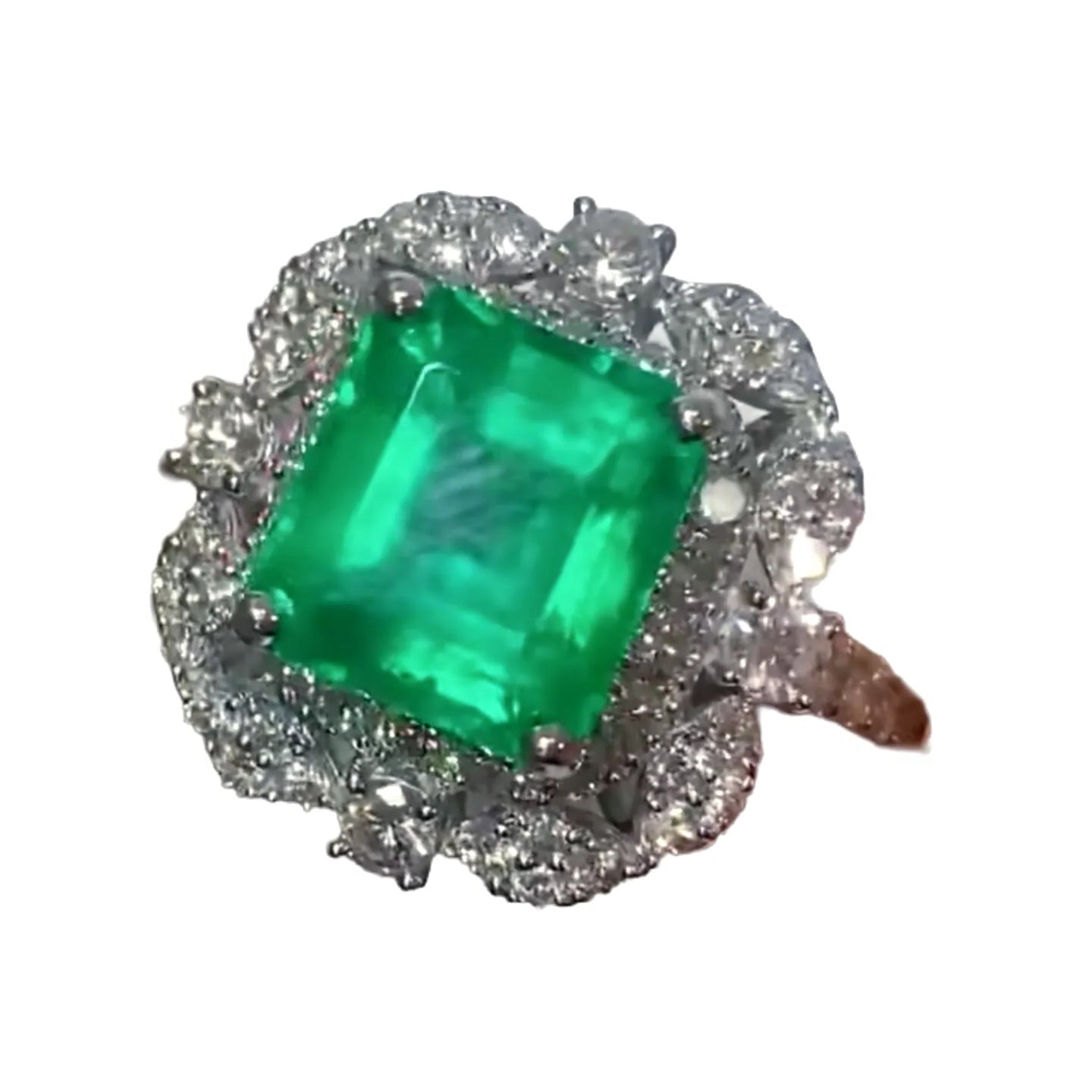 18K Gold 2.87ct Colombian Emerald Ring With Vivid Green
