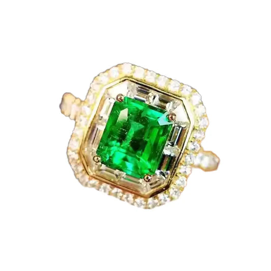 Engagement Ring 18K Gold 1.19ct Emerald Ring