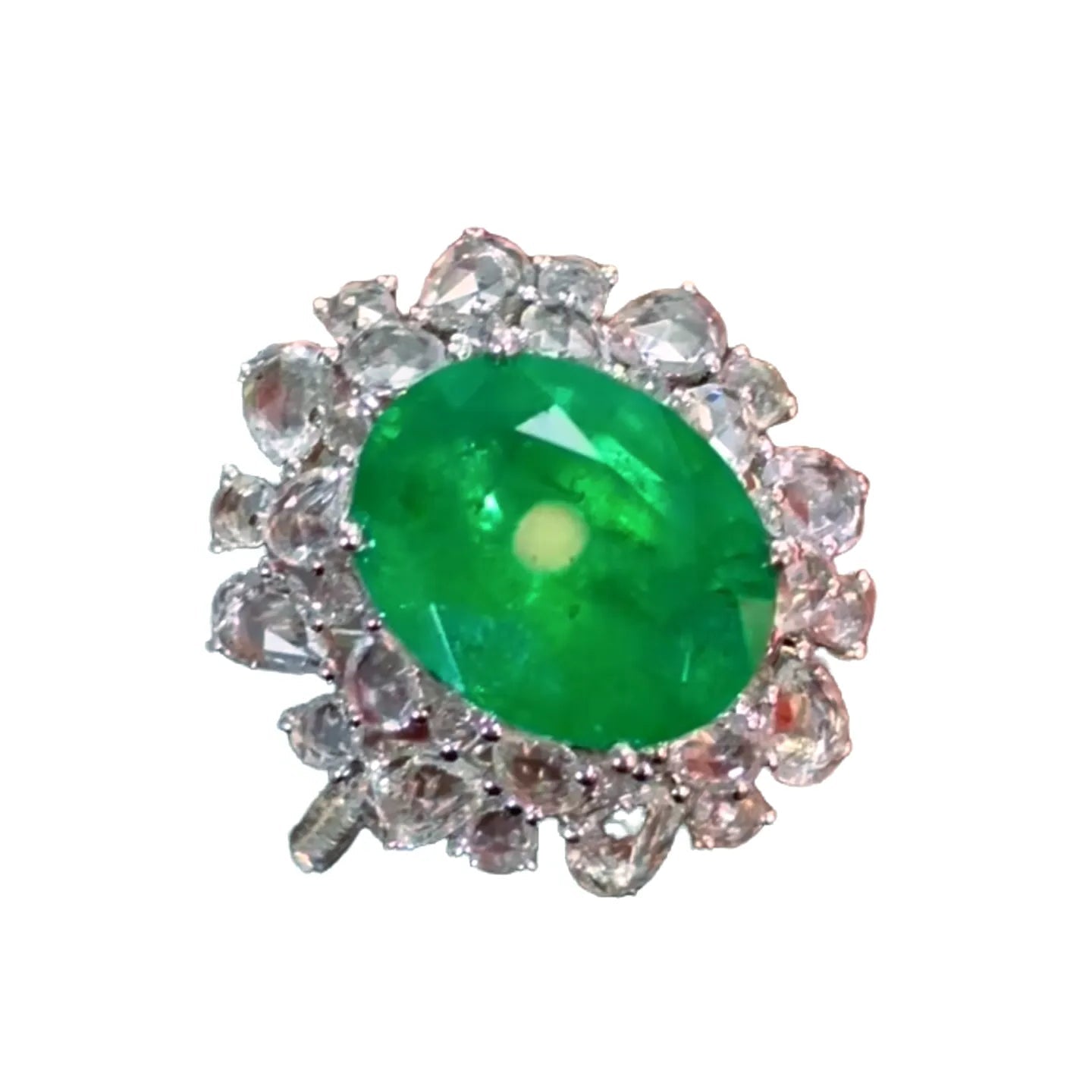 18K Gold 3.1ct Emerald Ring with Diamond Accents