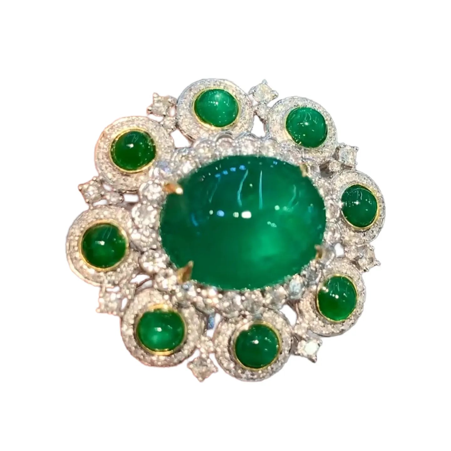 9.7ct Pigeon Egg Shape Emerald Ring