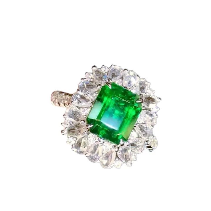 2ct High-Quality Walton Green Emerald Ring with Diamonds