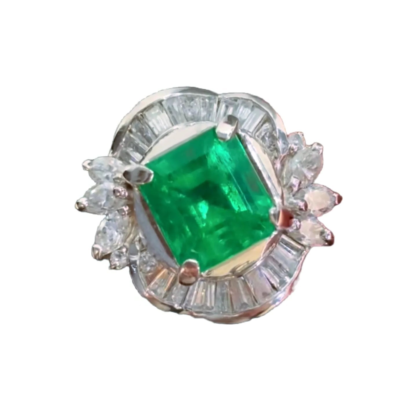 3.28ct Colombian Emerald Ring with Platinum Setting and 1ct Diamond Accents