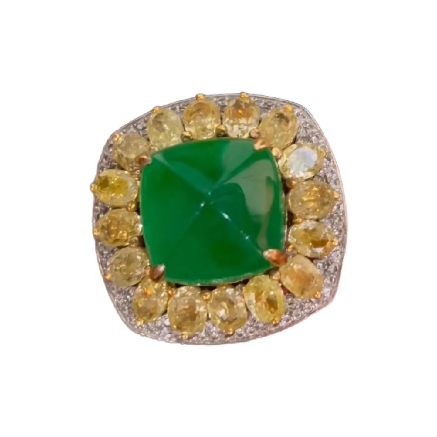 5.15ct Vivid Green Emerald Ring and Pendant Dual-Use Design with Yellow Diamonds