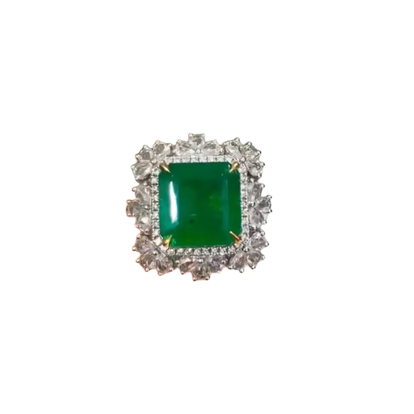 18K Gold 6.16ct Emerald Ring/Pendant Convertible VVG Muzo Green