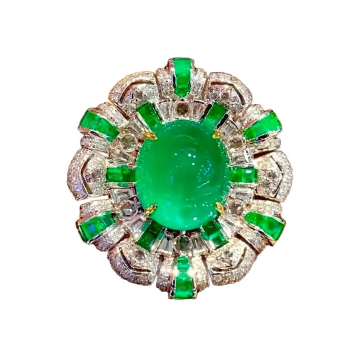 8.05ct High-Quality Emerald Ring and Pendant Dual-Use Design in 18K Gold